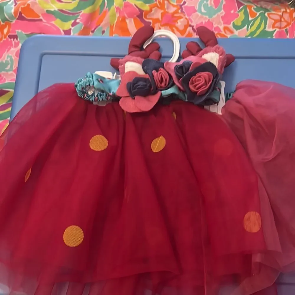 Girls Matilda Jane Tulle Skirt and reindeer headband with boot caps